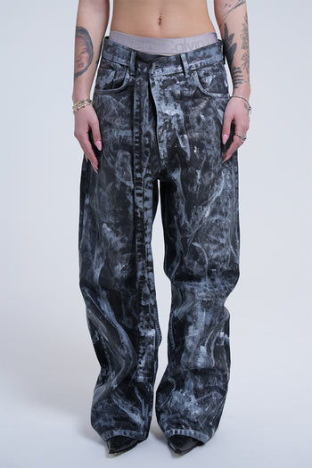 BLACK/WHITE WAX PANT