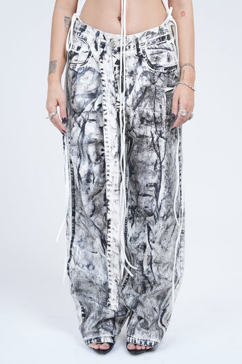 WHITE/BLACK WAX PANT