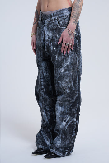 BLACK/WHITE WAX PANT