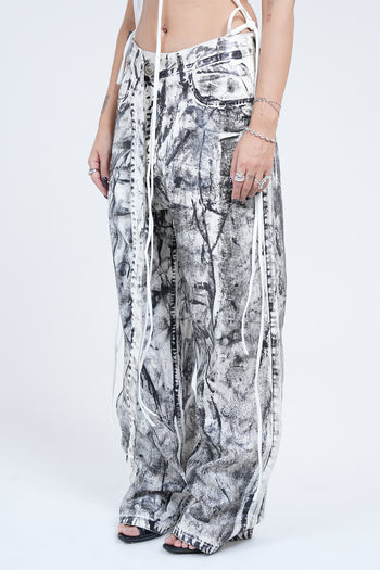 WHITE/BLACK WAX PANT