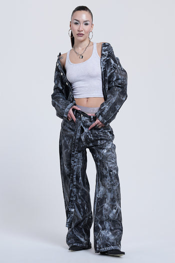 BLACK/WHITE WAX PANT