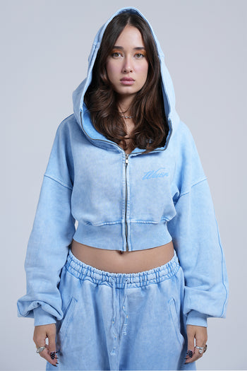 BABY BLUE CROP HOODIE