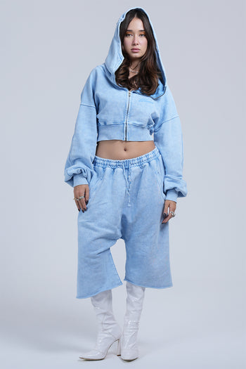BABY BLUE CROP HOODIE